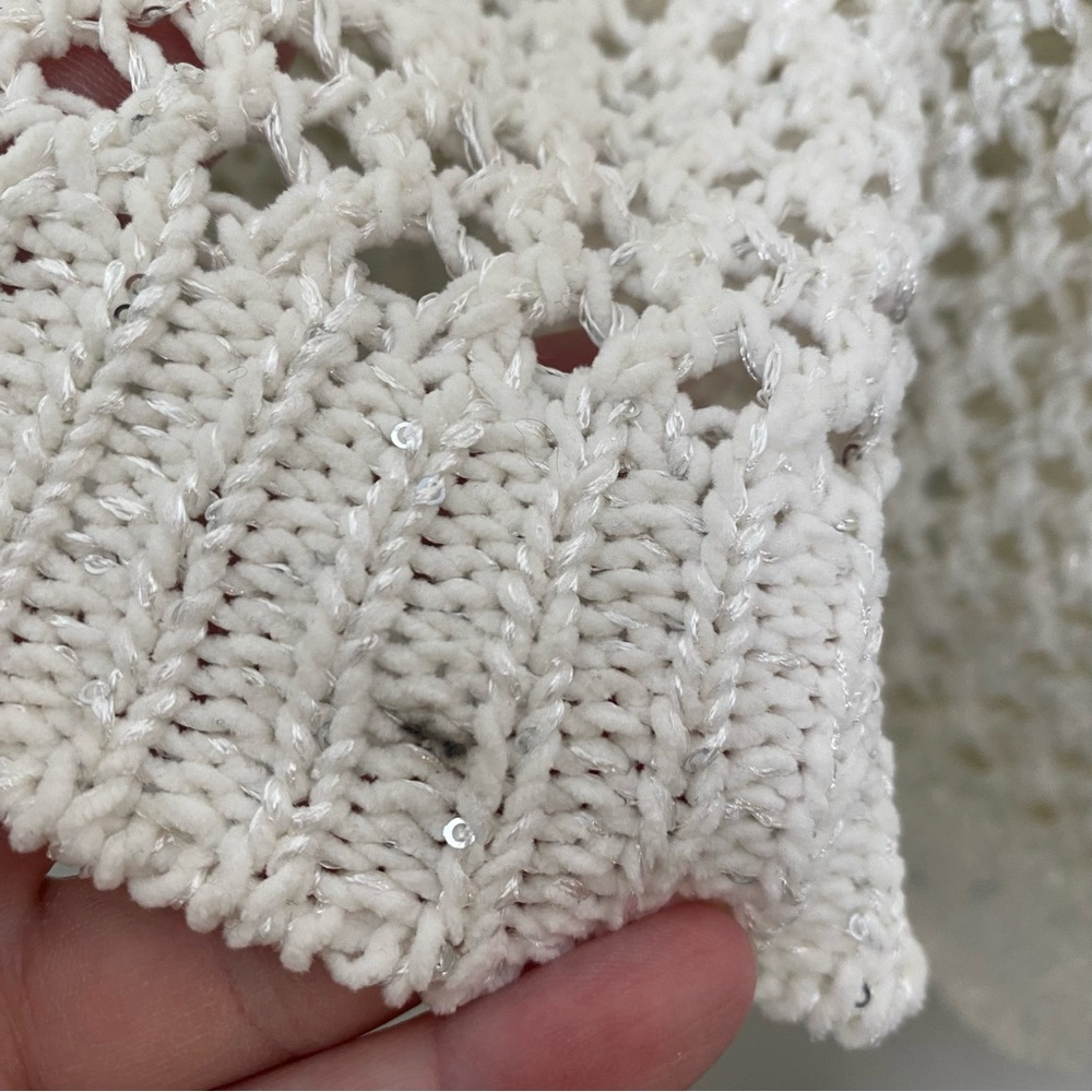 Joie Open Knit Crochet Hooded Sparkle Sweater in size M Ivory - Picture 12 of 15